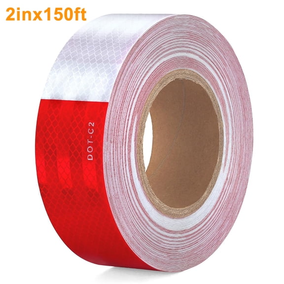FullPetMoon  DOT-C2 Reflective Tape 2 in x 150 ft Red White Reflective Tape,Red and White, High Visibility for Trailers,Boats, Outdoor, Cars, Trucks