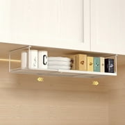 FullPetMoon 1 Pack Expandable Hanging Under Shelf Storage,White Under Shelf Basket Organizer,Heavy Duty Slide-in Storage Baskets,Space Saving for Cabinet,Desk,Pantry,Kitchen