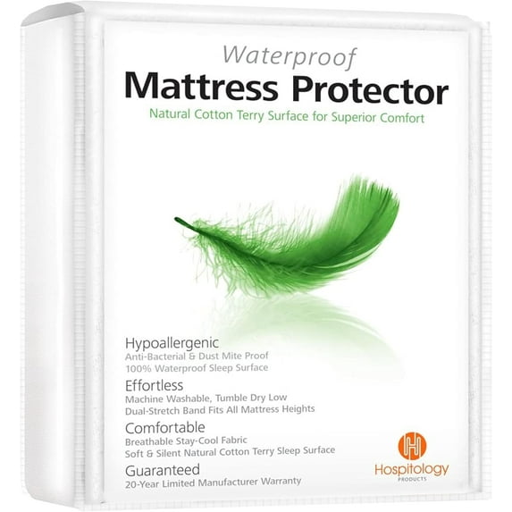 FullXL Mattress Protector Hypoallergenic Natural Cotton - Waterproof - Fitted Cover - Machine Washable - 54" W x 80" L