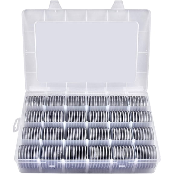Fullcase 168 Pieces 46mm Coin Capsules with Foam Gasket and Plastic Storage Organizer Box, 6 Sizes (20/25/27/30/38/46mm) Coins Collector Case Holder for Coin Collection Supplies