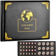 Fullcase Coin Collection Supplies Holder Book for Collectors, 300 Pockets Coin Collection Organizer Storage Box Case Album - Black