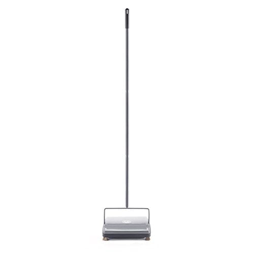Fuller Brush 17042 Electrostatic Carpet & Floor Sweeper with Additional Rubber Rotor - 9" Cleaning Path - Lightweight - Ideal for Crumby & Wet Messes - Works On Carpets & Hard Floor Surfaces - Gray