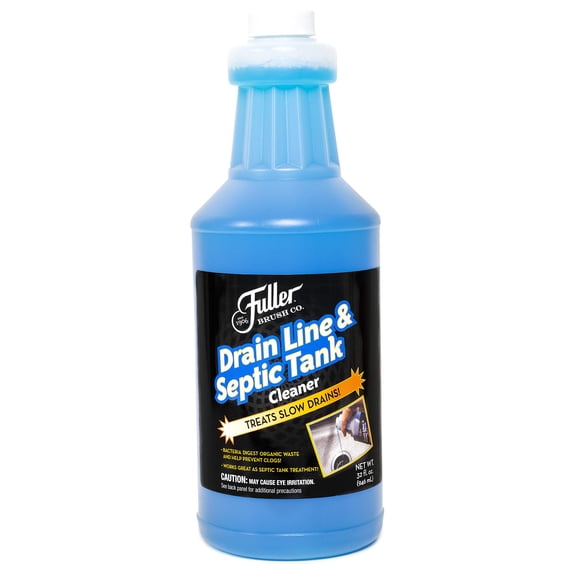 Fuller Brush Drain Line & Septic Tank Cleaner – 32 oz Enzyme-Based Drain Cleaner for Slow Drains, Grease & Food Buildup, Safe for PVC/Metal Pipes & Septic Systems (Pack of 1)