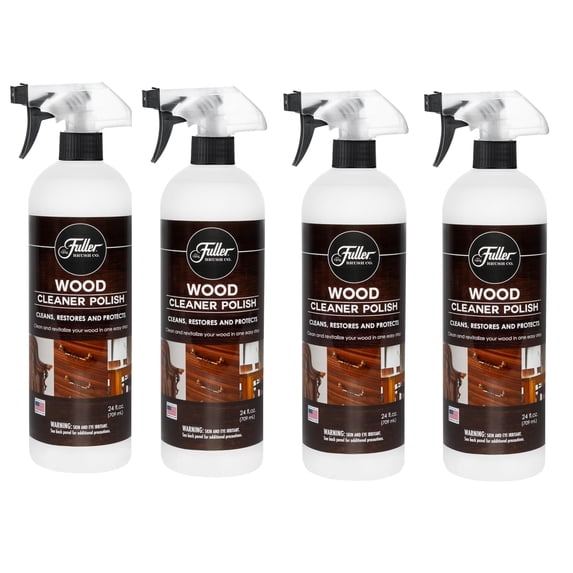 Fuller Brush Wood Polish & Cleaner – Conditions, Shines & Protects Wood Surfaces – Removes Dust, Smudges & Stains – Safe for Furniture, Cabinets, Tables & Trim - (Bottle with Sprayer - Pack of 4)