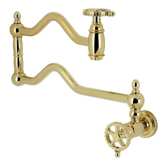 Fuller Wall Mount Pot Filler Faucet, Polished Brass