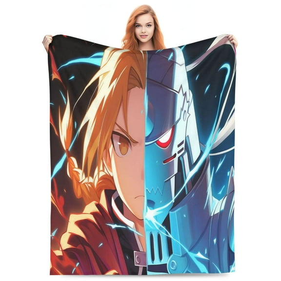 Fullmetal Alchemist Bed Blanket Lightweight Throw Blankets Flannel Blankets Soft Warm Blanket for Bedroom Sofa Kids Adult 60"x50"