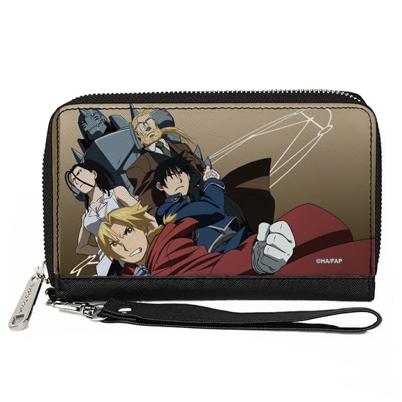 Fullmetal Alchemist Wallet, Bifold, Fullmetal Alchemist Brotherhood Five Character Pose Tan, Vegan Leather