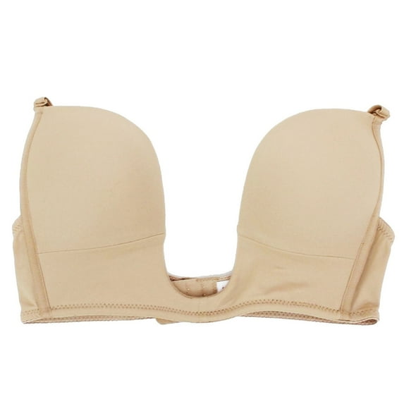 Fullness Deep Plunge V Shape Women's Push up Convertible V Bra, Size, 34C-Beige