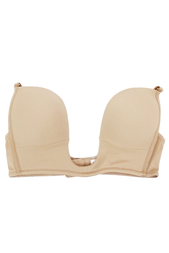 Deep Plunge V Shape Women's Push up Convertible V Bra, Size, 40C-Beige