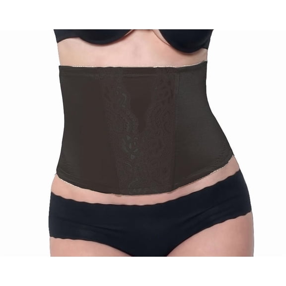 Fullness Elegant Waist Cincher Girdle Body Shaper with Tapered Back - L - Black