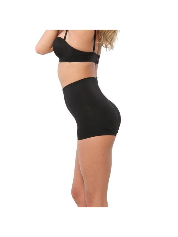 KL7029-L-Black High Waist Padded Panty with Removable Pads, Large - Black