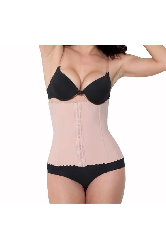 KL8198-L-Black Powernet Waist Cincher Girdle Body Shaper, Large - Black