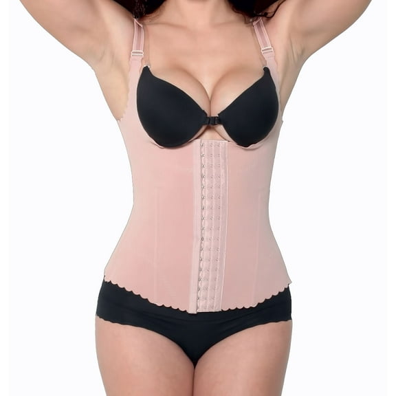 Fullness KL8199-M-Beige Powernet Body Shaper Vest with Adjustable Bra Straps, Beige - Medium