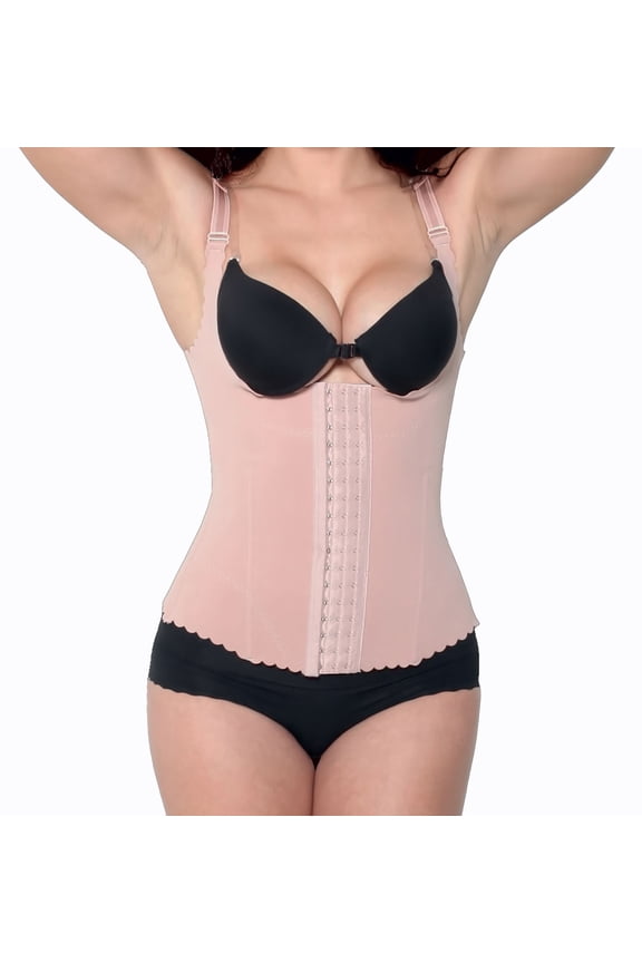 KL8199-XL-Beige Powernet Body Shaper Vest with Adjustable Bra Straps, Beige - Extra Large