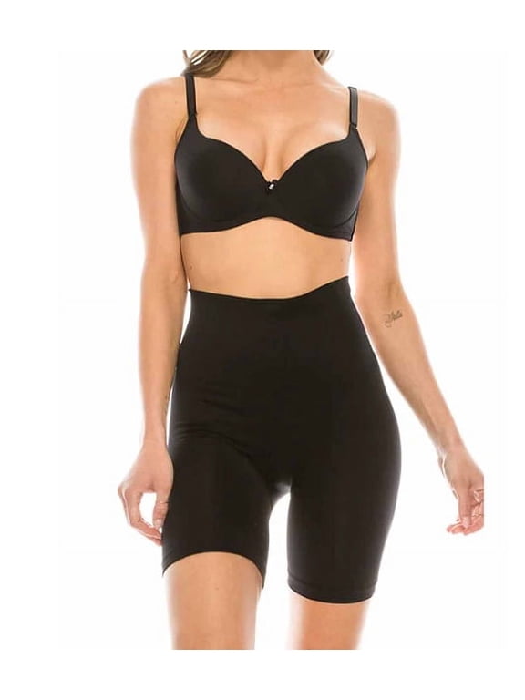 Women's High Waist Butt Lifting Boy Short Seamless Shaper 9281 (Black, L/XL)