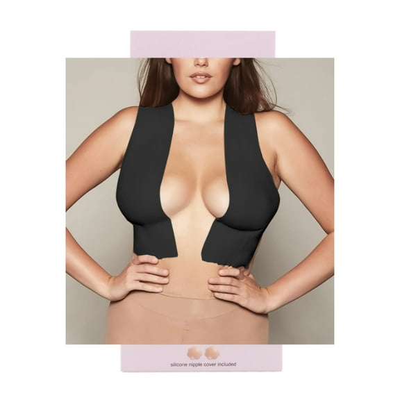 Fullness Women's Stretch Black Beige Wide Body Tape & Nipple Covers Set 3015 (Black)