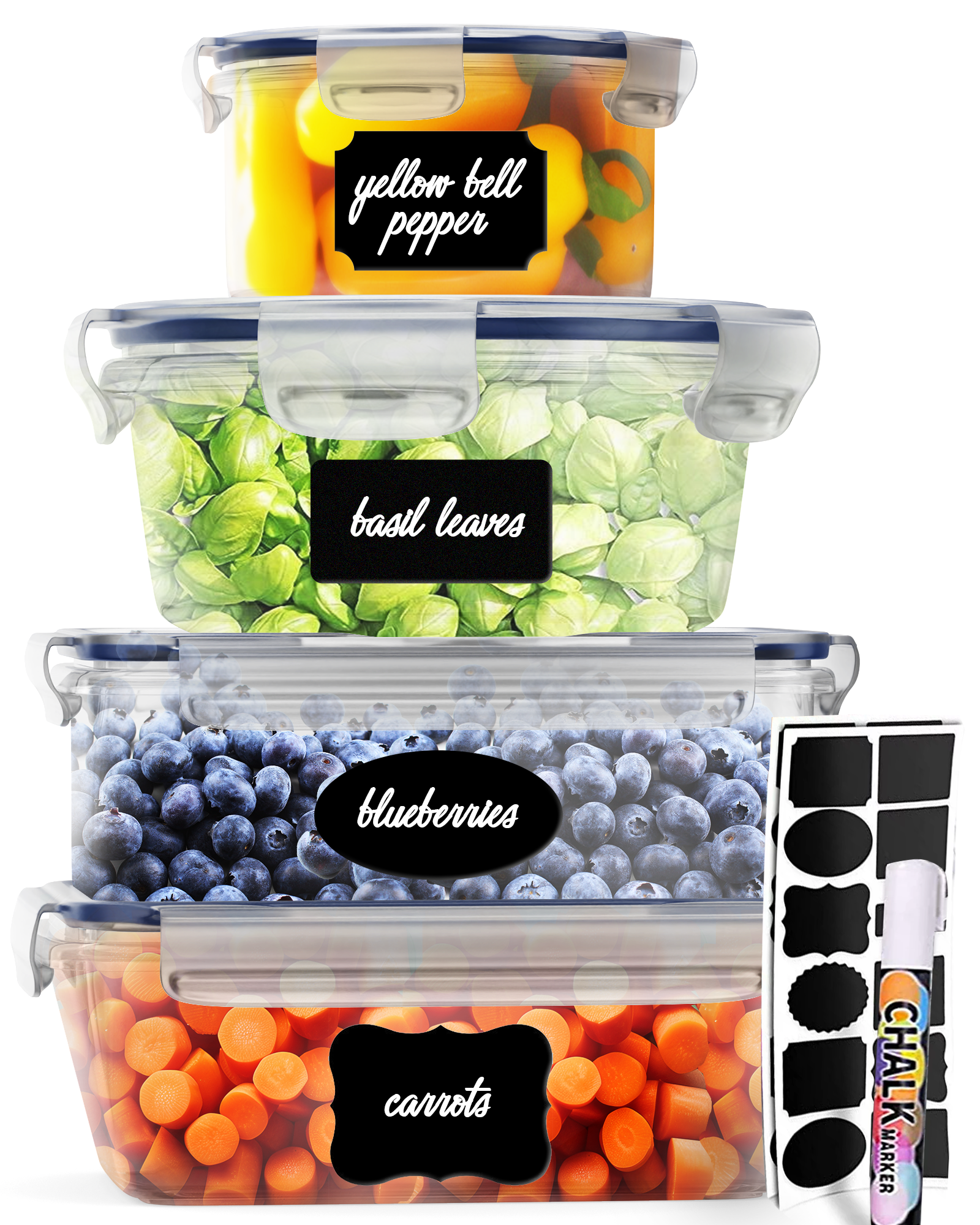 FreshLock 24 Pc Airtight Stackable Food Storage Set – BPA Free, Leak Proof