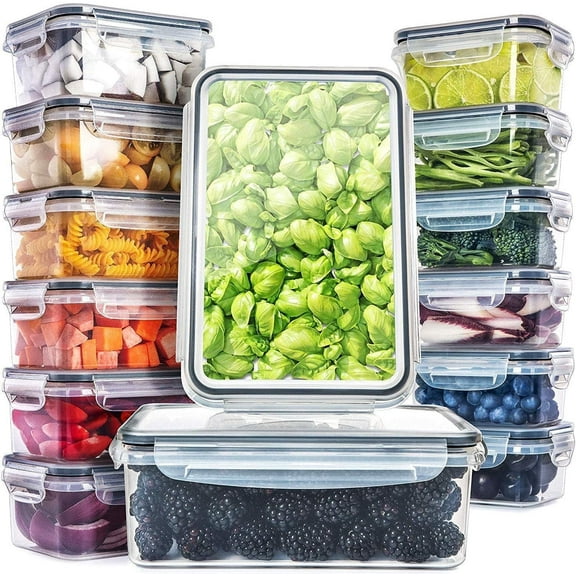 Fullstar 28 pcs - Meal Prep Container, Food Storage Containers Set, BPA Free Airtight Plastic Lunch Containers With Lids for Pantry & Kitchen Organization- 14 containers
