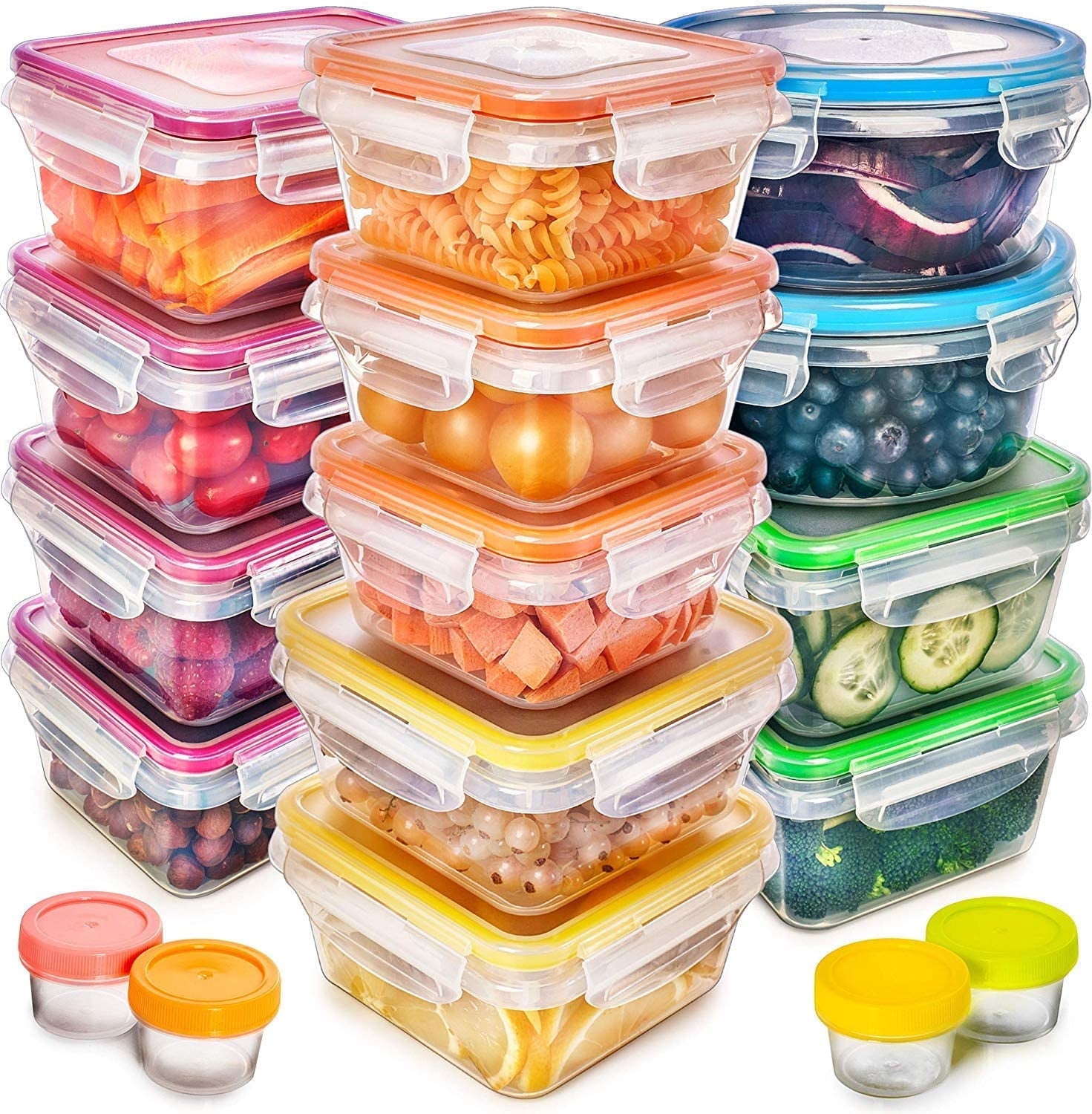 34-Piece Multicolor BPA-Free Plastic Food Storage Container Set