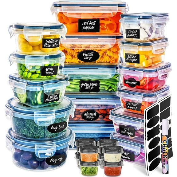 Fullstar 50 pcs Meal Prep Container with Lids Set, Leakproof, BPA-Free, Food Storage Containers, Reusable Lunch Storage Set for Kitchen Organization