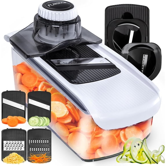 Fullstar Kitchen Mandoline, Adjustable Veggie & Potato Slicer, 6-in-1 Multi Function Julienne, White