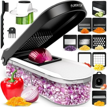 Fullstar Vegetable Chopper, Cheese Slicer, Food Chopper, Veggie Chopper, Onion Chopper, Vegetable Chopper with Container, Mandoline Slicer & Cheese Grater (10 in 1 - White)