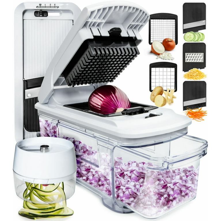 Vegetable Chopper - Spiralizer Vegetable Slicer - Onion Chopper with  Container