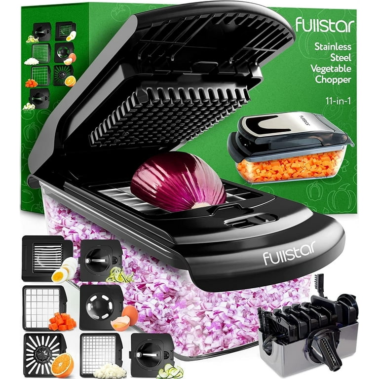 Fullstar Pro Food Black Slicer with 7 Blades - Vegetable Chopper,  Spiralizer & Onion Chopper in One Multi-Functional
