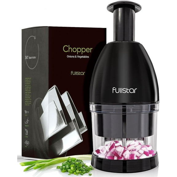 Fullstar Vegetable Chopper - Onion Chopper with Container - Pro Food Chopper - Slicer Dicer Cutter (Hand Chopper, Black)