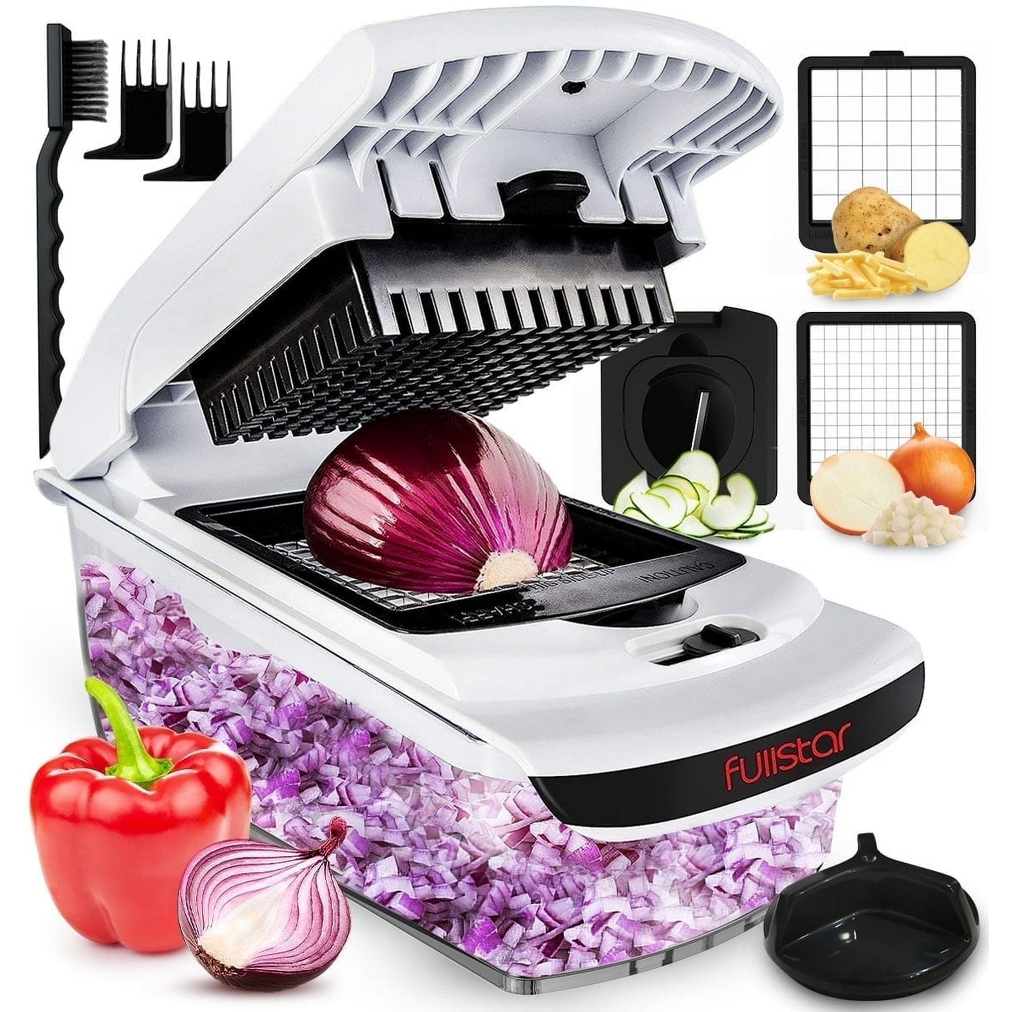 Fullstar - Vegetable Chopper - Vegetable Cutter, Food Chopper, Veggie Chopper, Onion Chopper With Container - 3 in 1 White