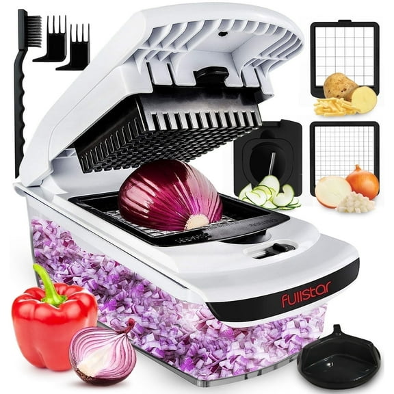 Fullstar - Vegetable Chopper - Vegetable Cutter, Food Chopper, Veggie Chopper, Onion Chopper With Container - 3 in 1 White