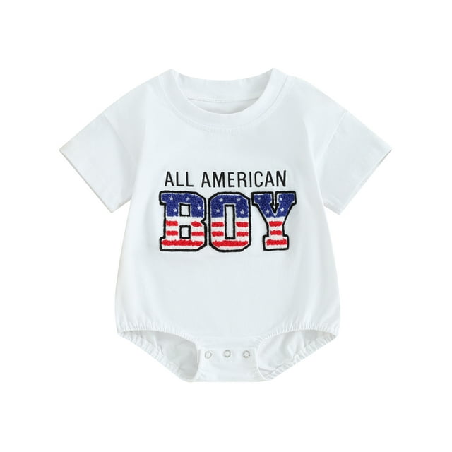 4th of july romper boy
