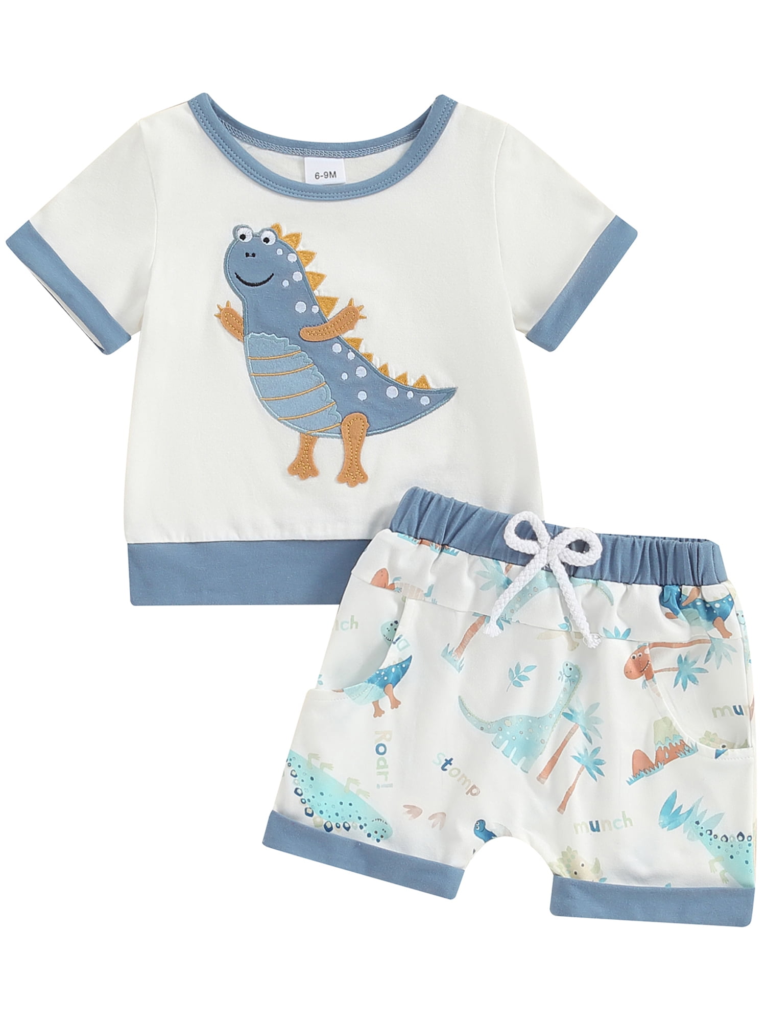 Fullvigor Baby Boy Beach Outfits Cartoon Dinosaur Print TShirt Tops