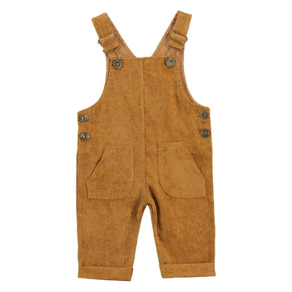 Fullvigor Baby Boy Girl Suspender Pants Overalls Corduroy Bib Pants Trousers with Pockets