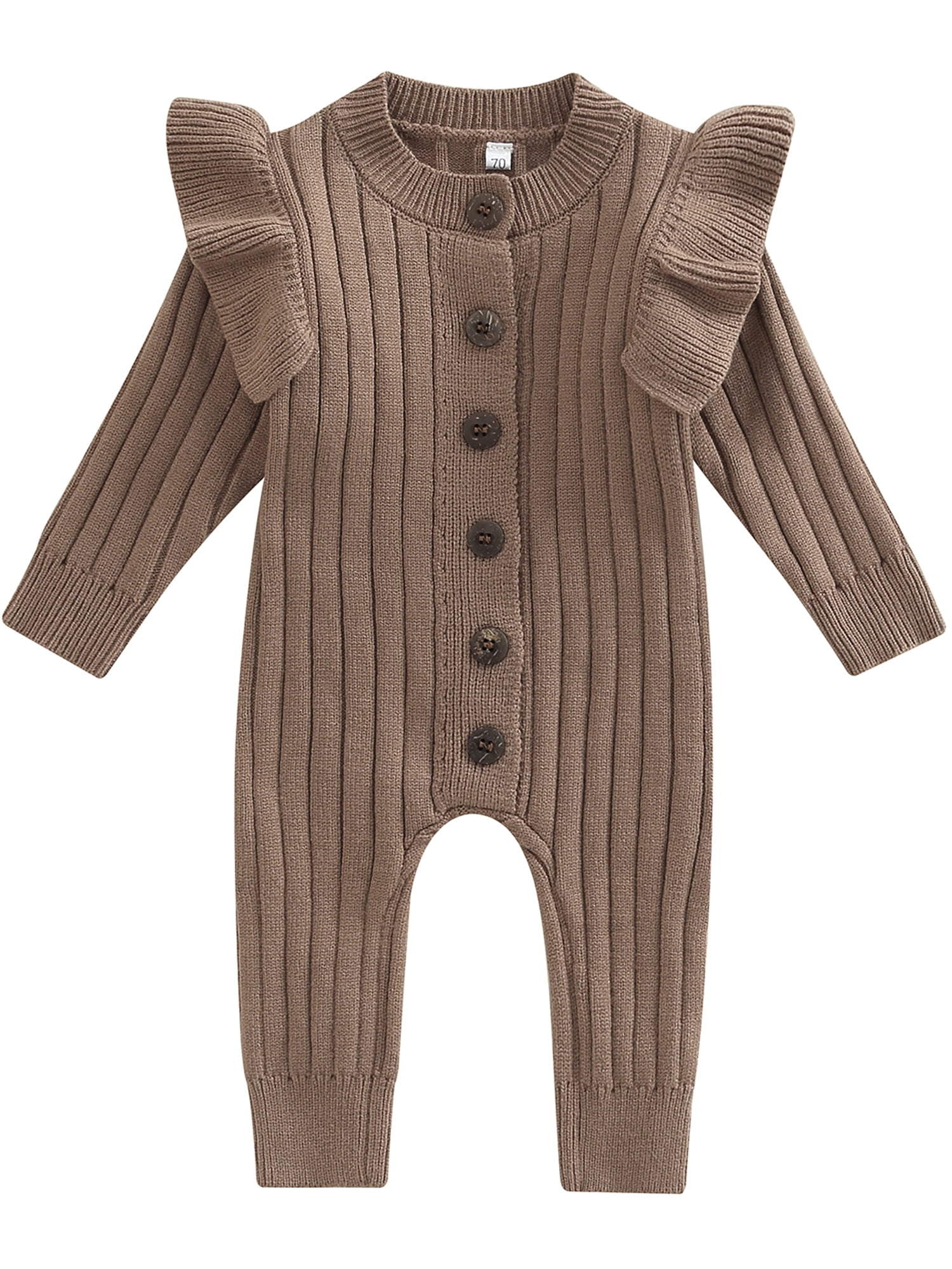 Fullvigor Baby Girl Knit Sweater Jumpsuit Button Down Long Sleeve
