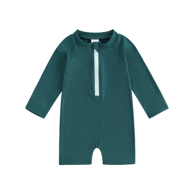 Fullvigor Toddler Boy Girl Rash Guard Bathing Suit Long Sleeve Zipper