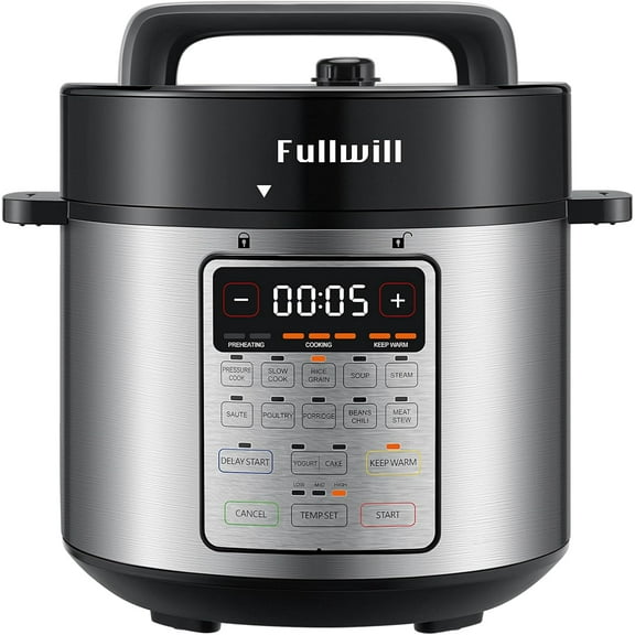 Fullwill Electric Pressure Cooker Uni 6qt, 9-in-1 Multi-Functional Slow Cooker, Rice Cooker, Yogurt Maker, Cake Maker, Saut Pan, Steamer, Food Warmer, Soup Maker