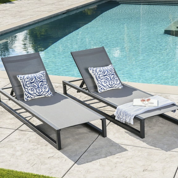 Fully Adjustable Chaise Lounges (2) - Breathable, Aluminum Frame Comfortable Lounge Breathable Mesh, Aluminum, Outdoor Relaxation