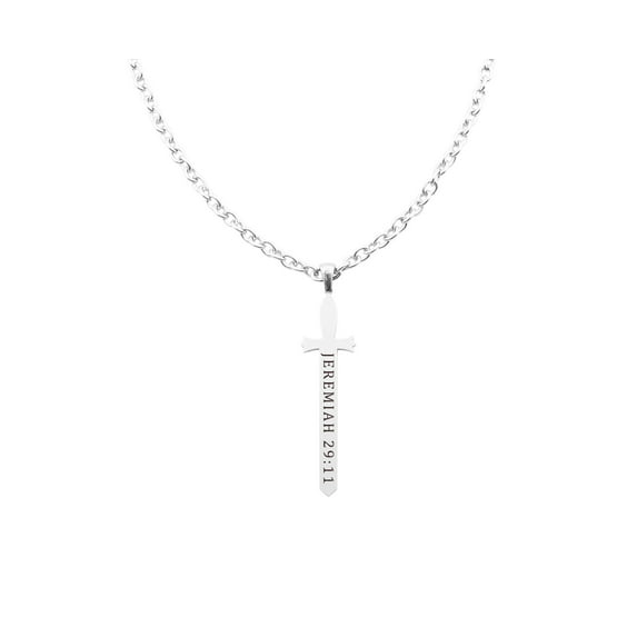 Fully Adjustable Inspirational Sword Necklace By Pink Box - JEREMIAH 29:11