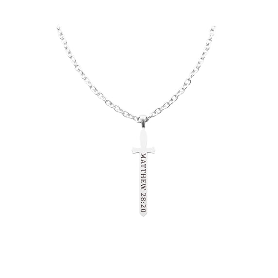 Fully Adjustable Inspirational Sword Necklace By Pink Box - MATTHEW 28:20
