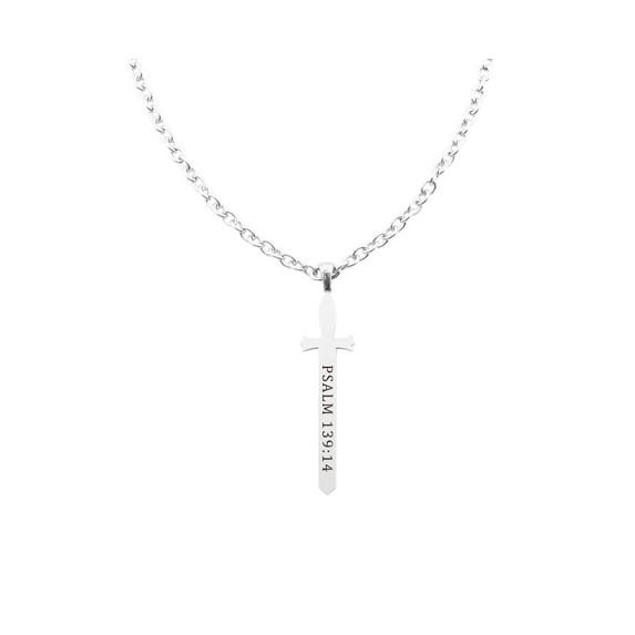 Fully Adjustable Inspirational Sword Necklace By Pink Box - PSALM 139:14