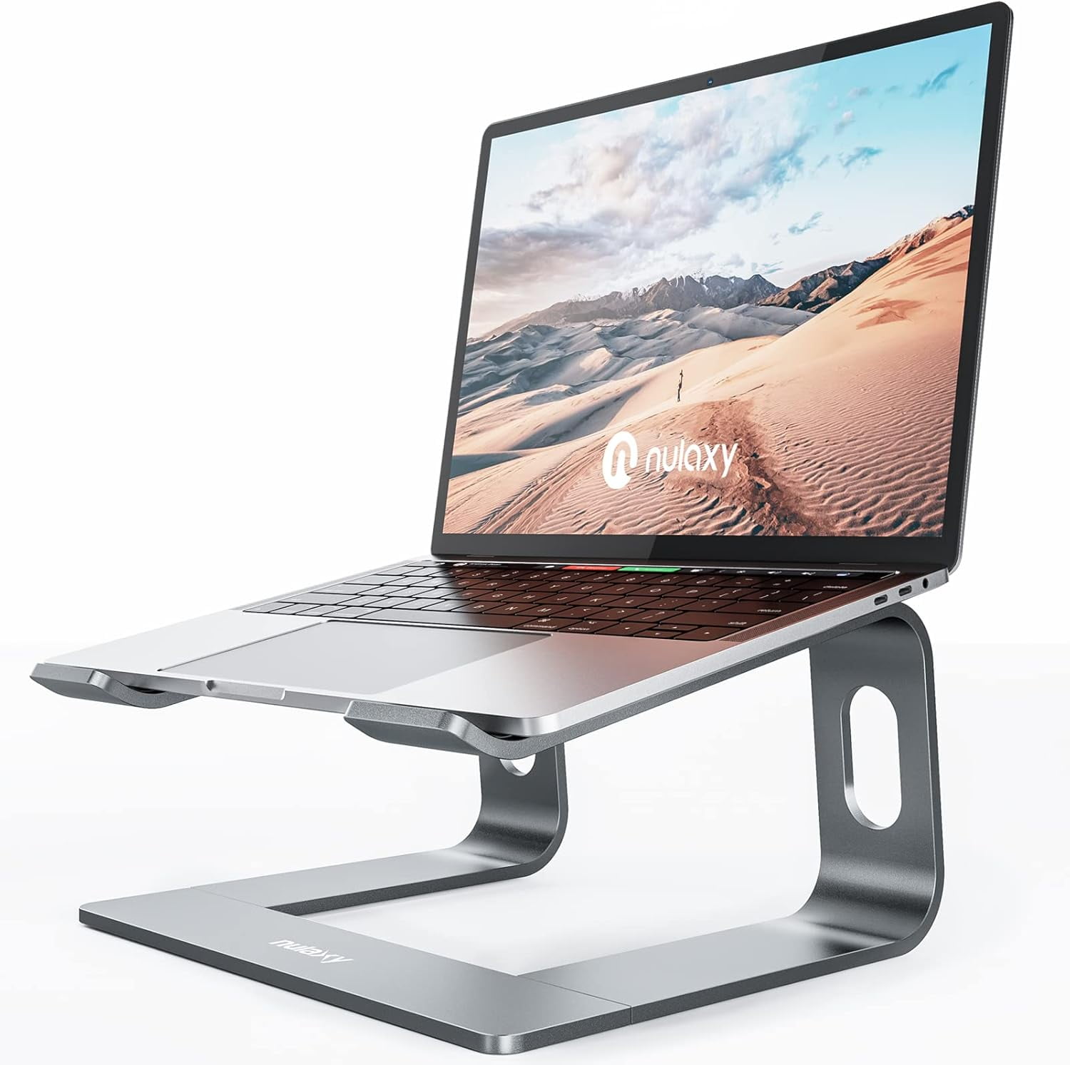 Fully Aluminum Detachable Laptop Stand, Ergonomic Ventilated Cooling Holder Computer Riser for Desk, Anti-Slip Design Notebook Stand Compatible with All 10-16" MacBook/Dell XPS/HP/Lenovo