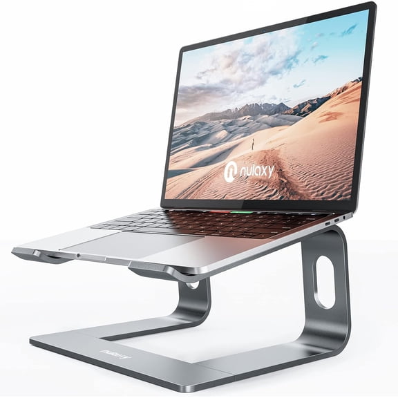 Fully Aluminum Detachable Laptop Stand, Ergonomic Ventilated Cooling Laptop Holder Computer Riser for Desk, Anti-Slip Design Notebook Stand Compatible with All 10-16" MacBook/Dell XPS/HP/Lenovo