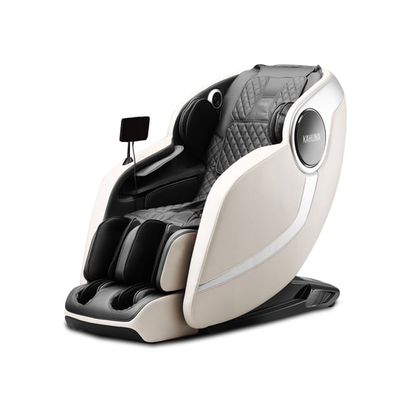 Fully-Assembled 3D Full-Body Zero Gravity with Tablet Remote and auto footrest with Passive Stretching Ivory/Black