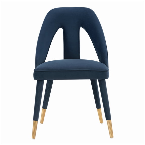 Fully Assembled Dining Chair - Dark Blue Velvet, Solid Wood Frame, Gold Tips, 330 lb Capacity