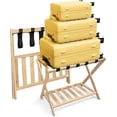 thumbnail image 1 of Fully Assembled Luggage Rack for Guest Room, Bedroom, Hotel - Natural Bamboo Suitcase Stand, Foldable with 2 Layers - Luggage Racks for Suitcases, up to 150 lbs, 1 of 8