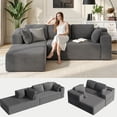thumbnail image 1 of Asofer 105" Corduroy Modular Sectional Sofa,L-Shaped Couch with Chaise,Boneless Sleeper Sofa Bed,NoAssembly for Living Room,Apartment,Gray, 1 of 10