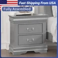thumbnail image 1 of Fully Assembled Nightstand with 2 Drawers Solid Wood End Table Traditional Style Bedroom Funiture 1PC, 1 of 7