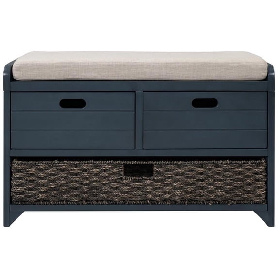 Fully Assembled TREXM Storage Bench with Removable Basket and 2 Drawers (Navy)