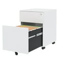 Fully Assembled White Steel 2 Drawer Mobile File with Lock for